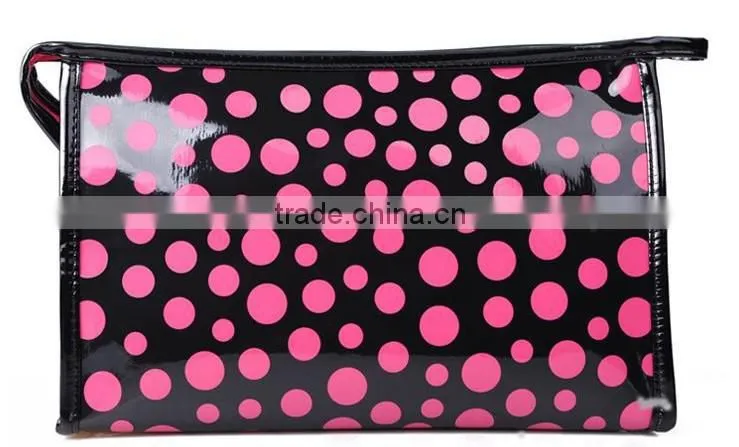 2014 soft environmental polka dots Korean waterproof PU cosmetic bag
