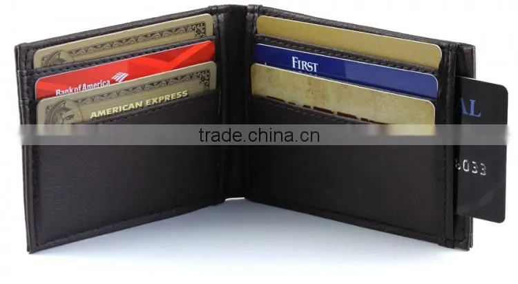 Custom Card and ID Holder with Leather Front Magnetic Money Clip for Men