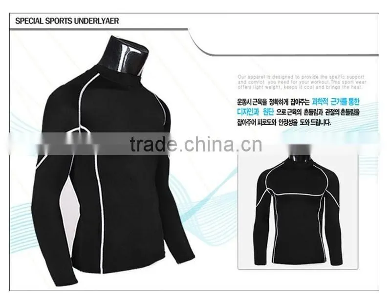 (OEM/ODM Factory)High Quality Wholesale 2016 Men's Sports Compression Under Base Layer Gear Wear Shirt Top