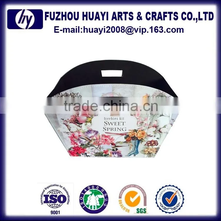 2016 new lifting yoke Colorful Foldable PU Magazine storage basket