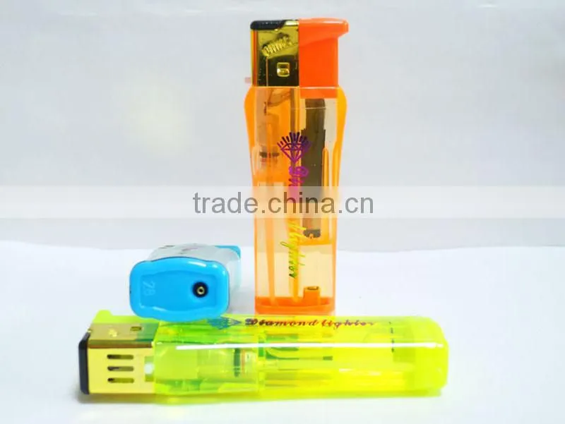 Five transparent colors refillable electric cigarette lighter