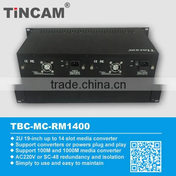 network solution china product for externalpower supply:14 slots 2U blake media converter chassis