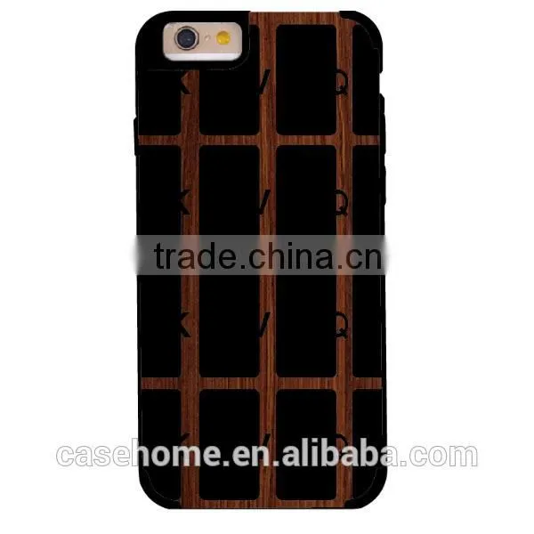 Gridiron Pattern Wood+PC Hard Back Cover Case for iphone 6s
