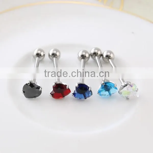 surgical steel straight barbell piercing fashion unique diamond tongue ring
