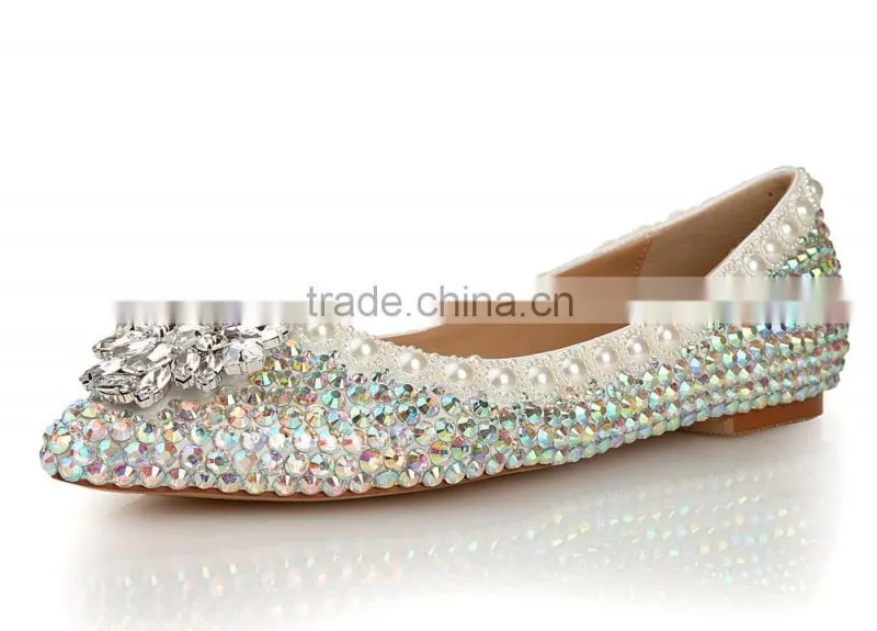 2015 New Model Rhinestone Flat Wedding Shoes For Bridals Elegant Shoes for Ladies