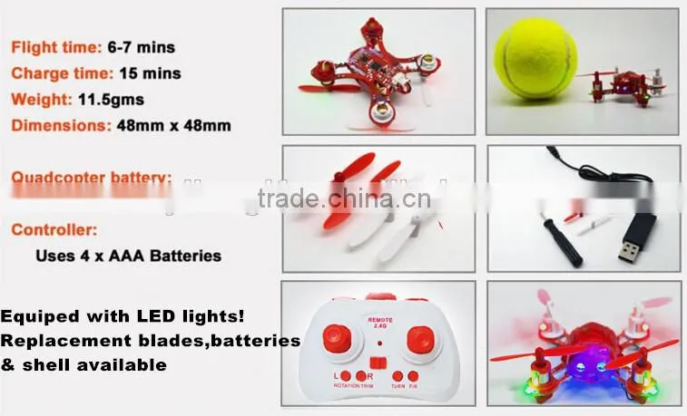 2.4GHz 4 channel radio control mini drone nano quadcopter with USB charge cord