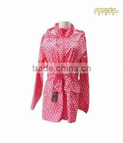 Women's cute waterproof polka dot raincoat