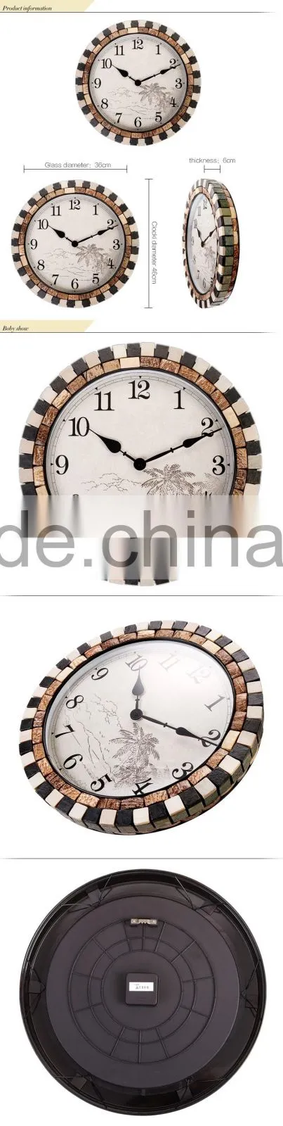 Home decoration luxury large modern resin design slate stone clock