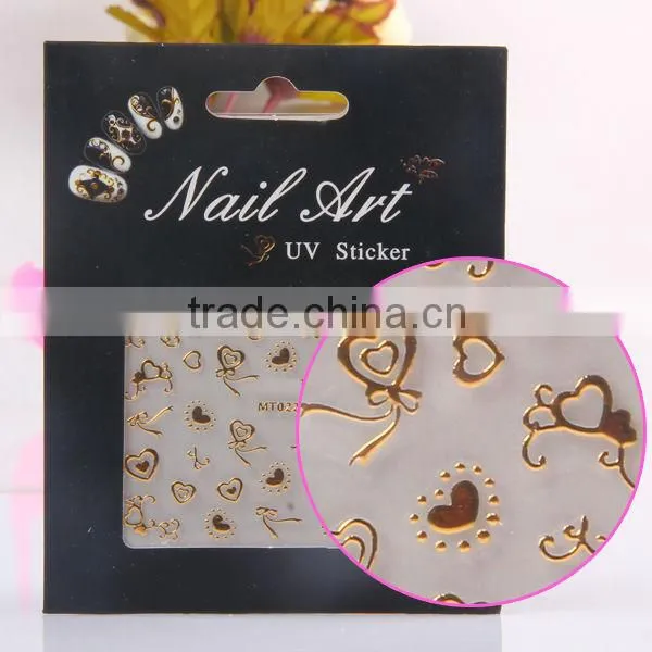 2014 new gold color 3d nail stickers nail art Wraps alibaba wholesale made in china