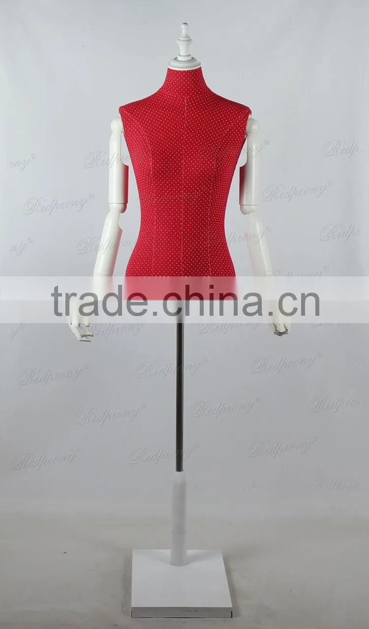red cloth cover torso female mannequins with adjust arms