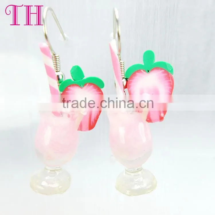 China manufacturer no harm resin strawberry cup earring chain pendant necklace