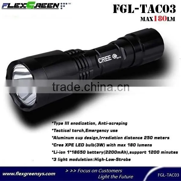 rechargable 18650 battery XPE LED tactical flashlight