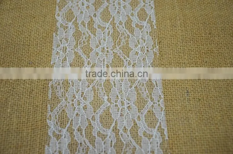 Cheap wedding lace and burlap table runner