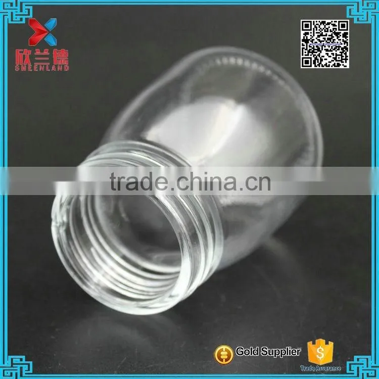 100ml clear cheap empty pudding glass milk bottle with black cap