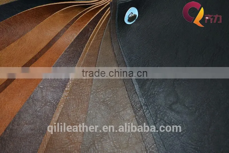 QILI 2014 crazy-horse with waxy feeling 100%PU Leather for shoes, boots