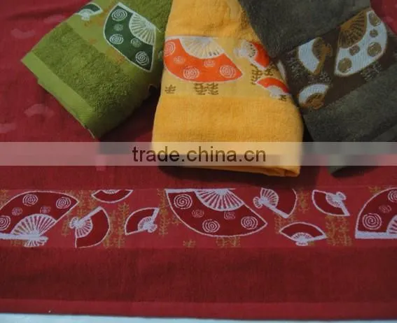 100% cotton luxury decorative border cotton bath towel