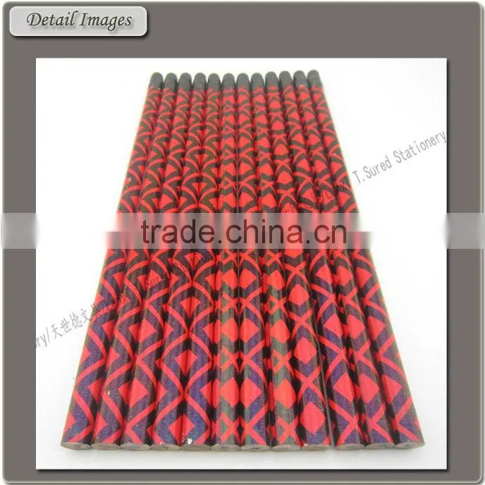 Round Shape Custom Printed HB Wooden Pencil With Eraser
