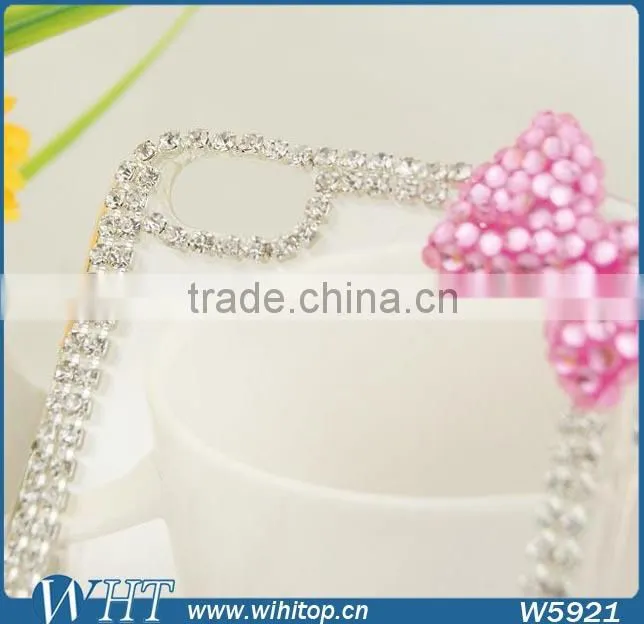 DIY Pink Ribbon with Crystal Diamond Ring Clear Case for iPhone 6 Plus