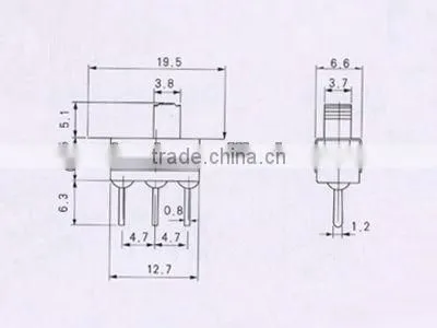 3Pin slide switch of red & miniature slide switch of AC