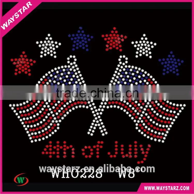 4th Of July American Flag Iron On Rinestone Appliques Wholesale