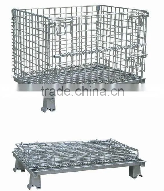 Foldable stack wire mesh steel container, wire mesh cage, steel cage
