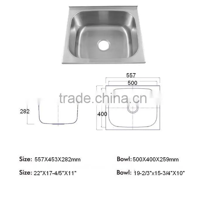 SUS304 wallmounted stainless steel sink hand wash