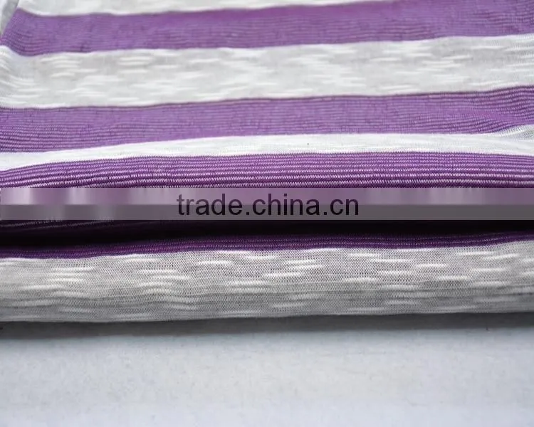 Jiufan Textile 70%Polyester 30%Rayon Hacci Fabric with Slub Soft Touch Stripe Chunky Knitting Fabric for Coating