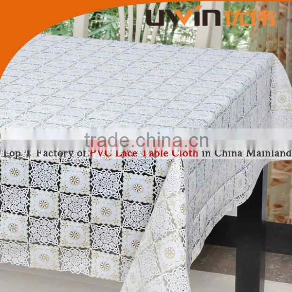 quality elegant floral printed white decorating PVC lace table cloth