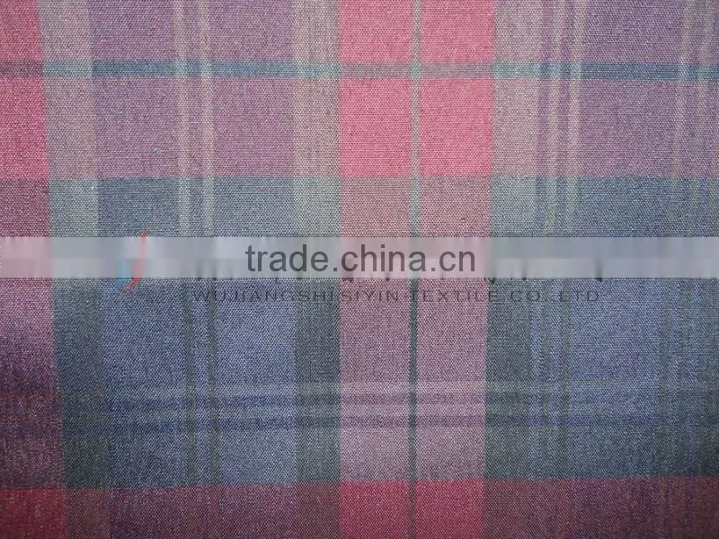 polyester plaid yarn dyed dark red fabric for garment