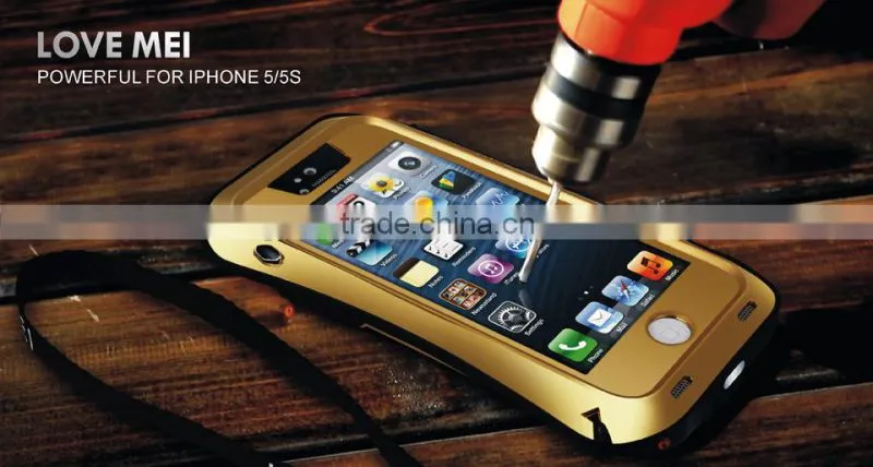 Love Mei brand Tri protect small waist style AL metal mobile phone case for apple iphone 5S, for iphone 5 case 9 colors