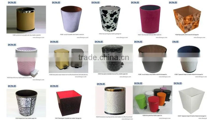 Custom luxury gold color faux leather waste bin/room Dust bin/Leatherette garbage bin, hotel paper bin