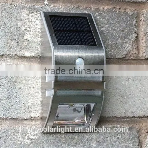 2 LED Stainless Steel Solar Powered PIR Motion Sensor Wall Light