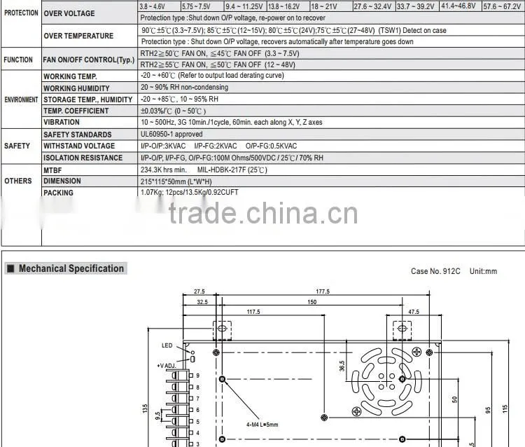 Meanwell NES-350-12 350w 29a power supply 12v