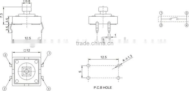 Tact switch 12mm TS-1102