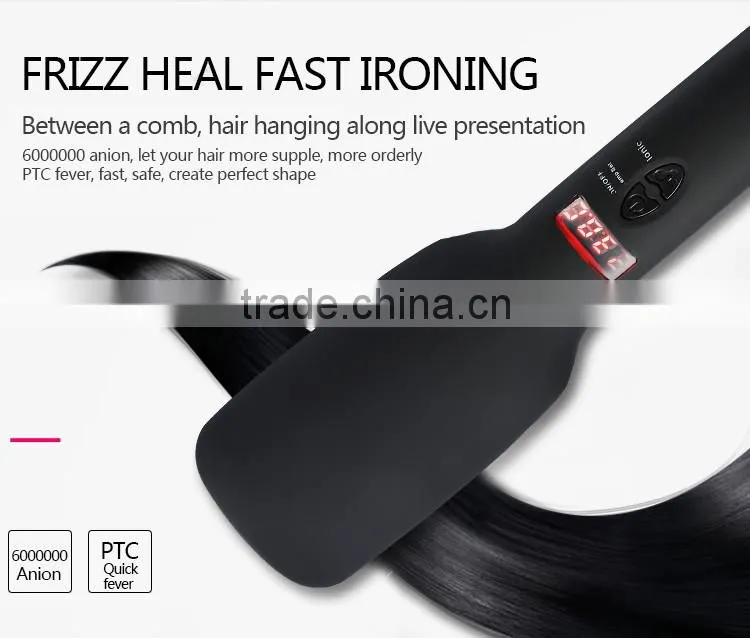 Digital Electric Hair Straightener Brush Comb Detangling Straightening Irons Hair Brush EU/ US/ UK Plug