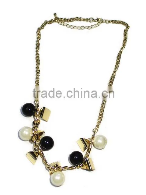 Fashion metal multi-layer chain necklace with tassels and rhinestones