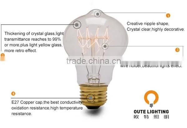 Incandescent bulb A19/A60 25 40 60W edison vintage bulbs 110/240V