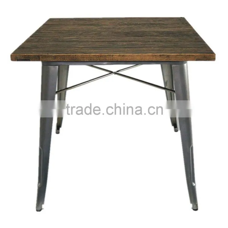 Wholesale vintage restaurant dining metal legs wood table