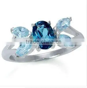 Blue Topaz GP 925 Silver Dangle Earrings