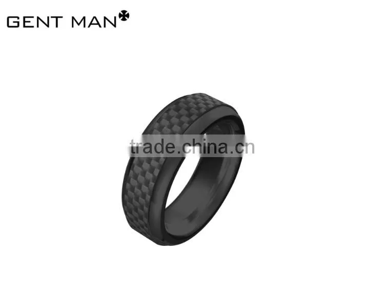 Fashion Design American Style black plating Custom mens carbon fiber ring Titanium Ring Band