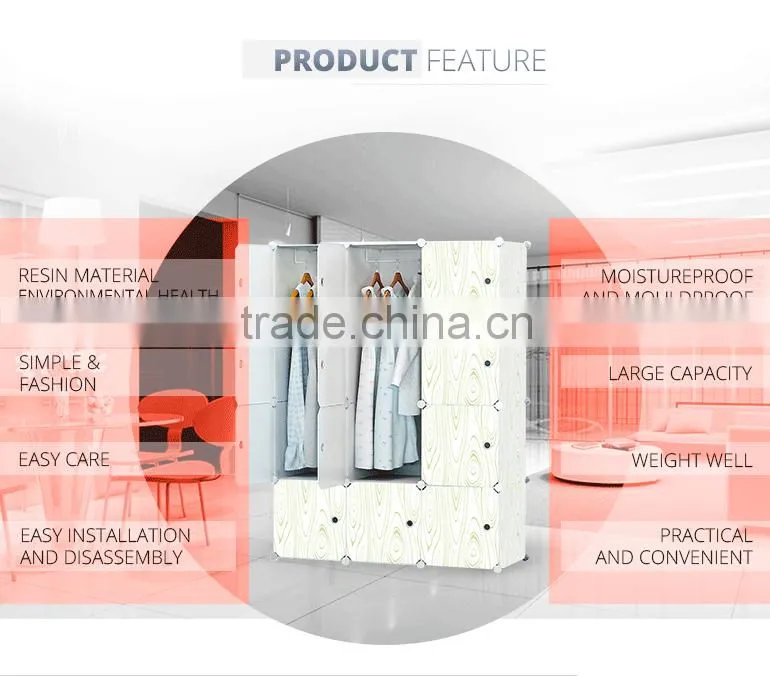 DIY portable bedroom corner plastic clothes wardrobe box