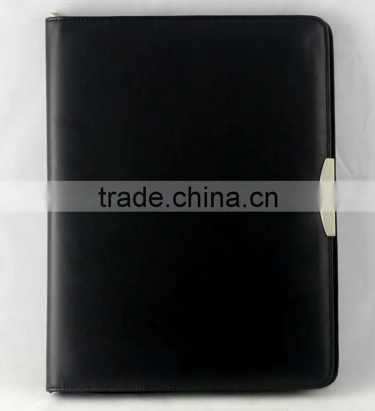 A4 PU leather file folder portfolio with zipper