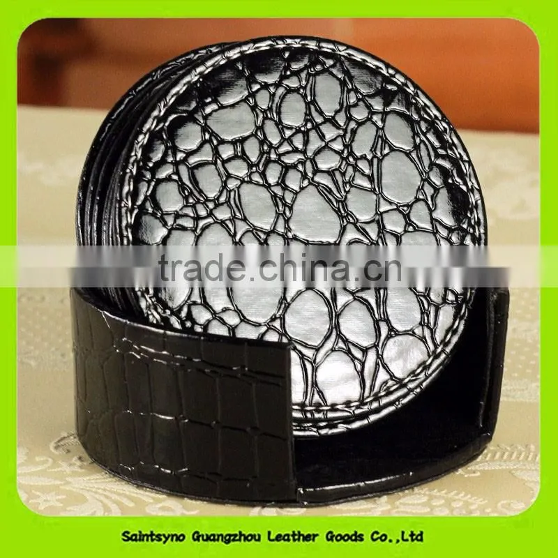 Promotion classical tableware personalized leather cup coasters 16031