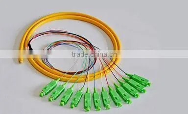 12 cores SM/MM bundle fan-out fiber optical pigtail with st connector,optical fiber st pigtails