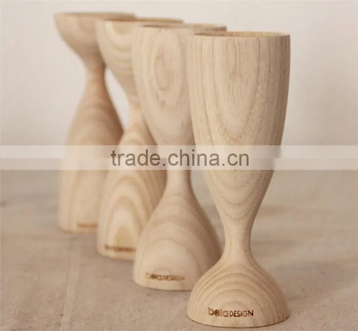 Custom carved smooth wooden candle holder