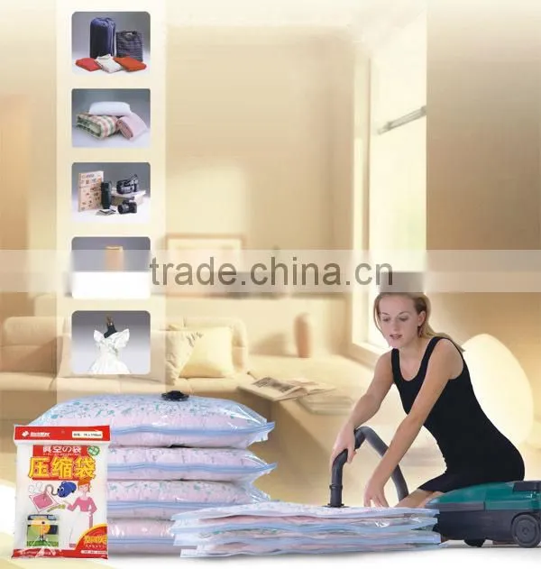 Reusable family pack vacuum compression bag for bedding and clothesplastic bag supplier