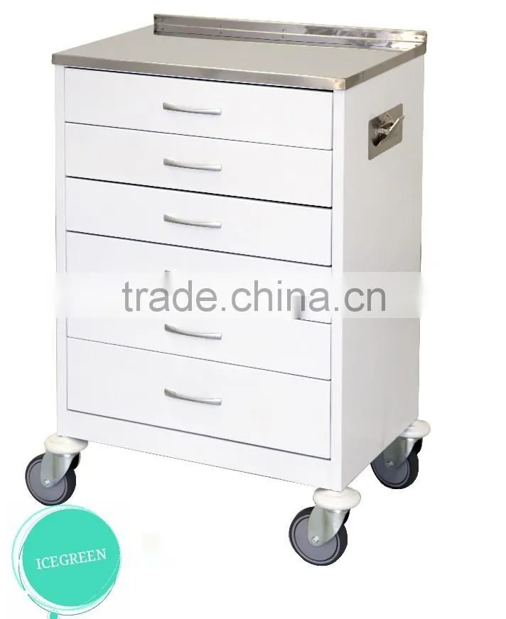 Chrome Wire Basket Shelf Truck for Hospital