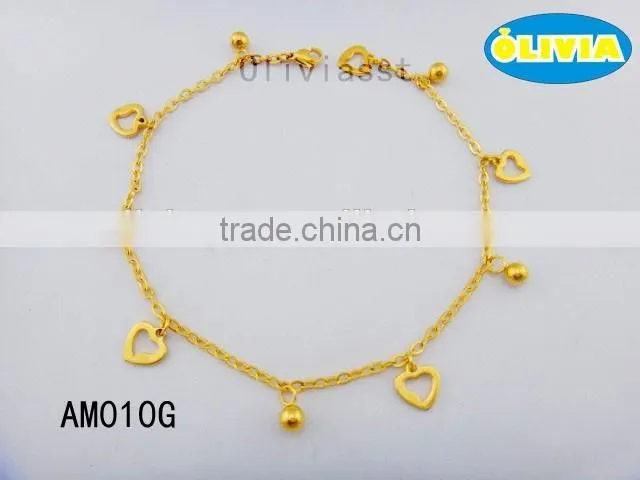 Olivia Jewelry New Styles 18k Gold Plating Stainless Steel butterfly anklet jewelry