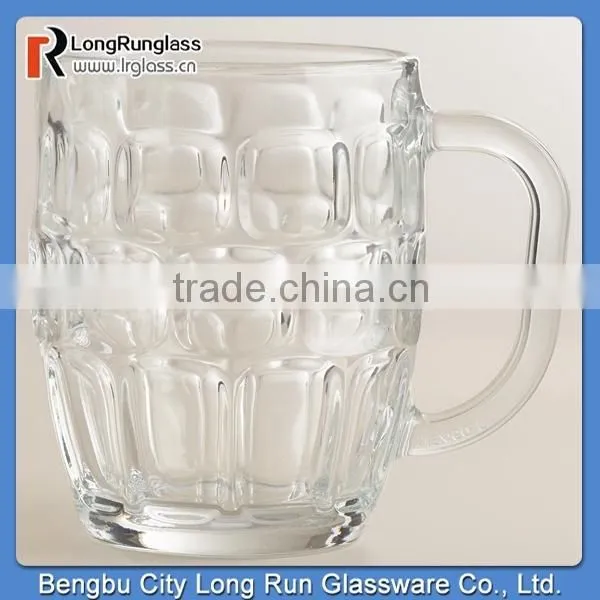 LongRun 19oz New Design Dimpled Glass Beer Steins Elegant Drinking Glass Mug