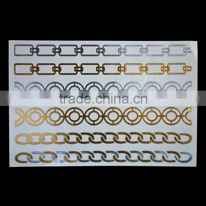 Skin safe metallic temporary body tattoo sticker